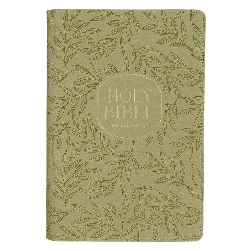 KJV Bible Reader's Edition XL print Faux Leather Green Leaves