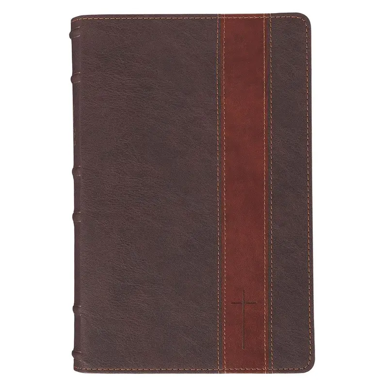 KJV Bible Reader's Edition XL print Faux Leather Two-tone Brown Cross