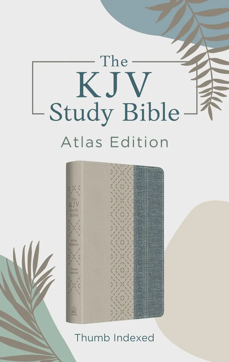 KJV Study Bible (Atlas Edition)-Taupe & Denim Crosshatch DiCarta Indexed