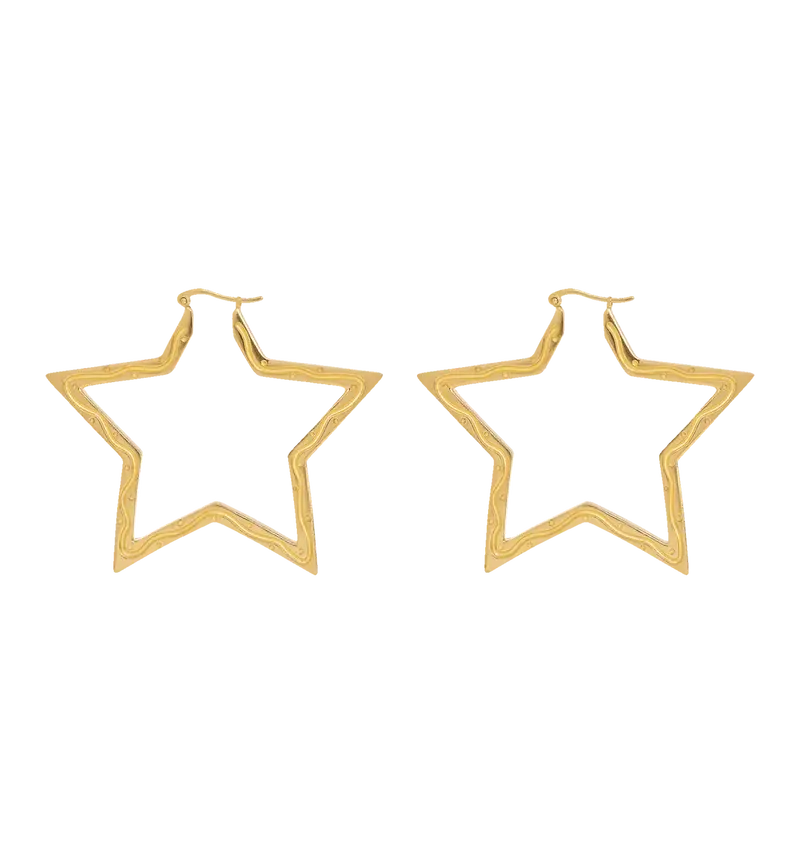 Large Funky Star Hoop Earrings