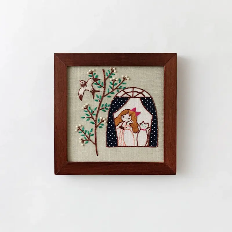 ‘Life with a Cat’ WINDOW Framed Embroidery Kit - LECIEN COSMO