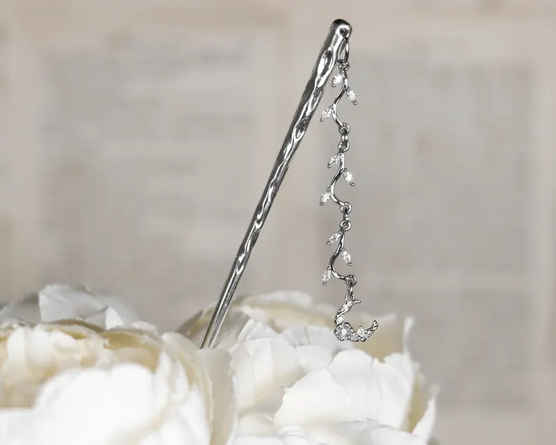 Moonflower haarpin zilver