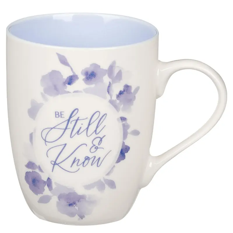 Mug Blue Floral Be Still Ps. 46