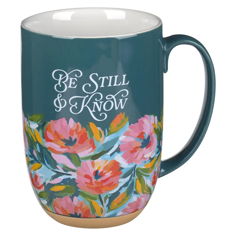 Mug Dk. Teal Floral Be Still Ps. 46