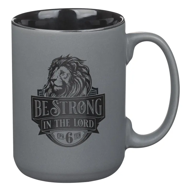 Mug Matte Gray Be Strong Eph. 6