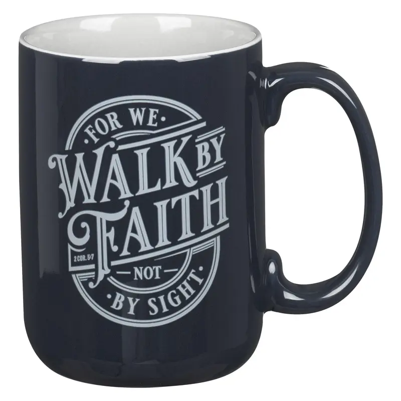 Mug Navy Walk by Faith 2 Cor. 5