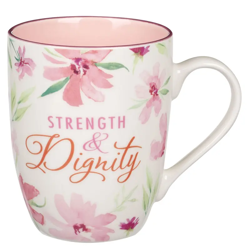 Mug Pink Floral Strength & Dignity Prov. 31