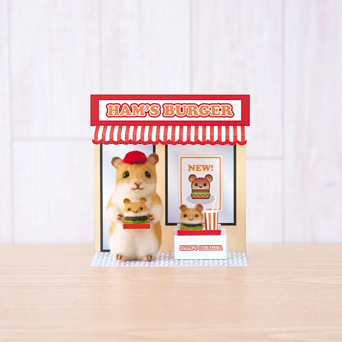 Needle Felting Kit ‘Hamster Hamburger Shop’ - Hamanaka