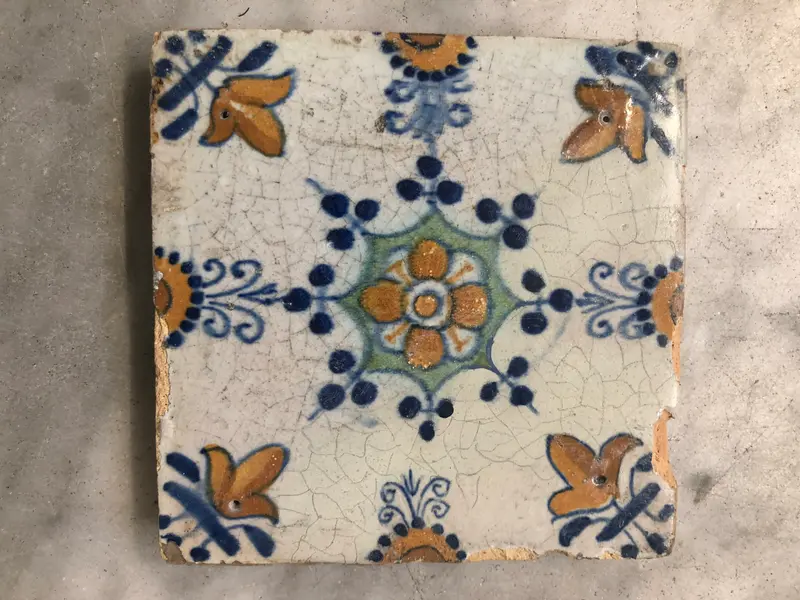 Nice 17 th century delft tile ornaments, haarlem