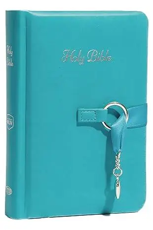 NKJV Simply Charming Bible w/Ribbon Closure-Teal LeatherSoft Hardcover