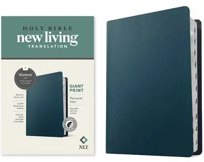 NLT Personal Size Giant Print Bible Filament Enabled Edition-Navy Blue Genuine Leather Indexed)