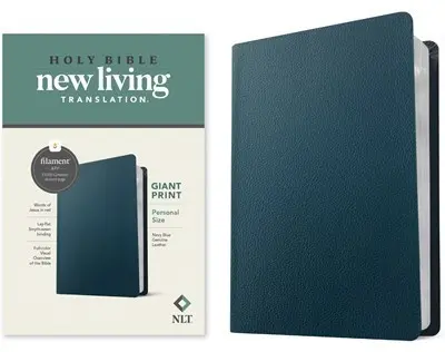 NLT Personal Size Giant Print Bible Filament Enabled Edition-Navy Blue Genuine Leather