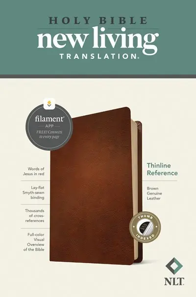 NLT Thinline Reference Bible Filament Enabled Edition-Brown Genuine Leather Indexed