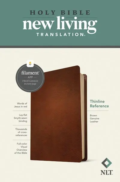 NLT Thinline Reference Bible Filament Enabled Edition-Brown Genuine Leather