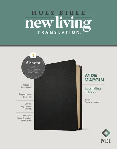 NLT Wide Margin Bible Filament Enabled Edition-Black Genuine Leather