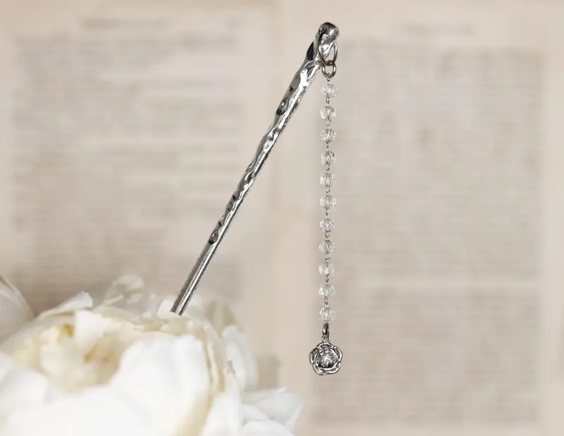 Peony haarpin zilver
