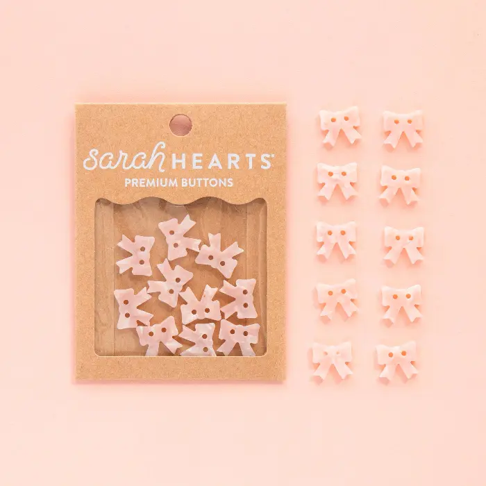 Pink Bow Small 5/8" Buttons - Sarah Hearts