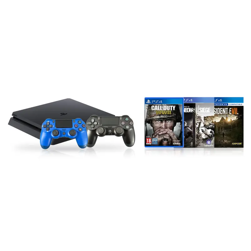 Playstation 4 Slim 500GB Console + 2 Controllers + Shooterpakket (3 games)
