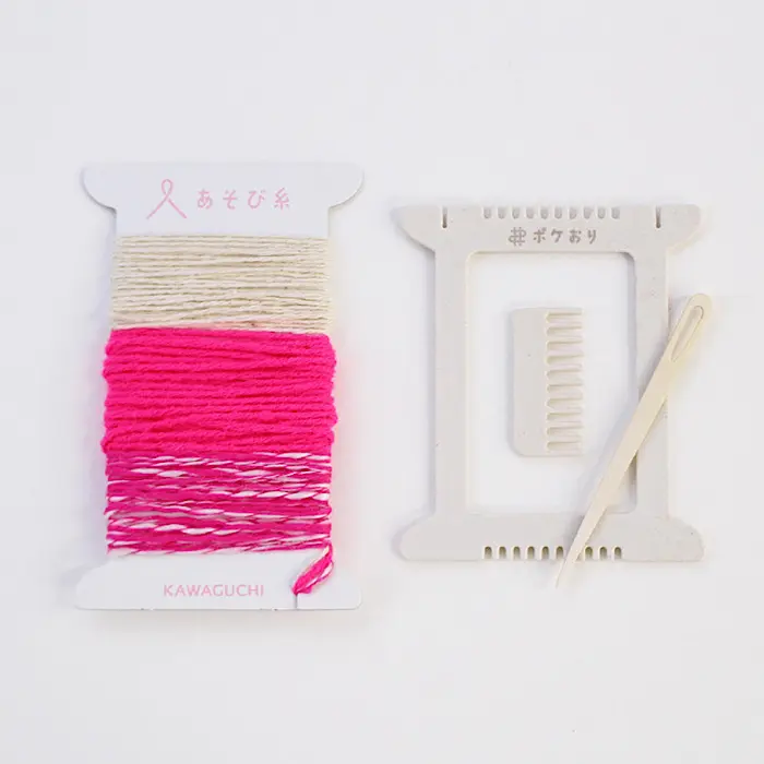 Pokeori Mini Weaving Loom Kit Fluorescent Pink - Kawaguchi