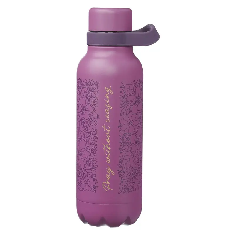 Pray Without Ceasing Water Bottle SS Purple