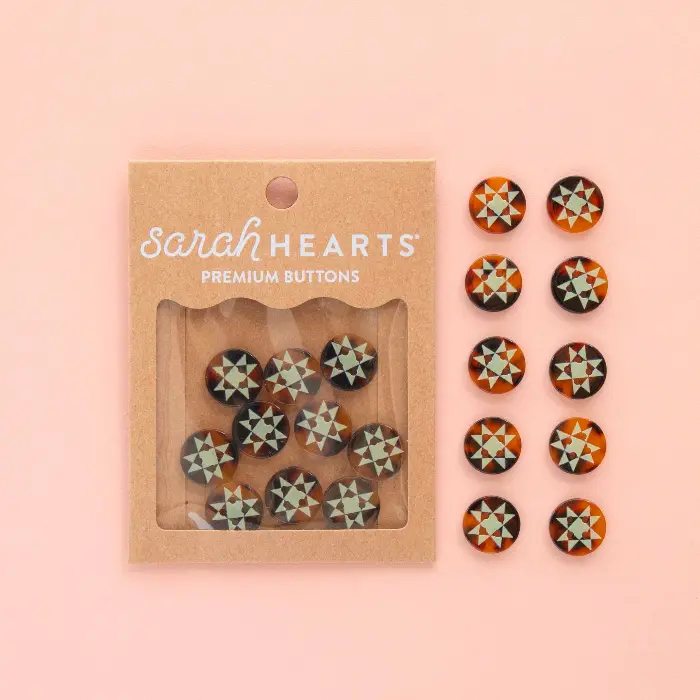 Quilt Star Small 5/8" Buttons - Sarah Hearts