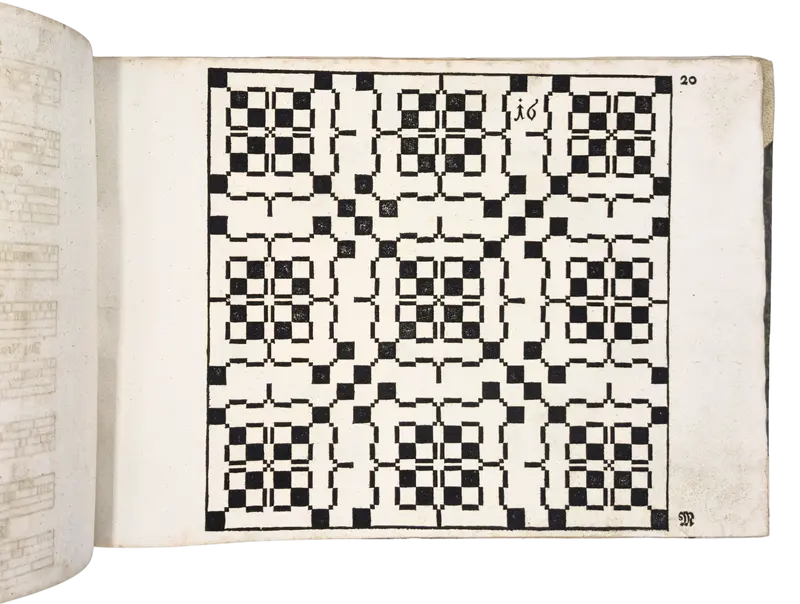 Rare 18th-century weaving pattern book with 72 full-page designs