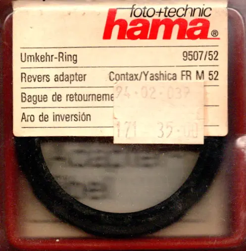 Revers Adapter / Omkeerring 52 mm voor Contax/Yashica (Nieuw)