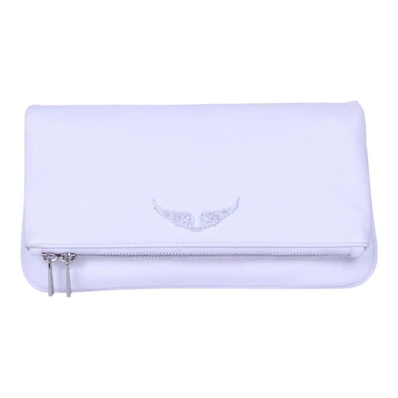 Rock Grained Leather Clutch - Wit