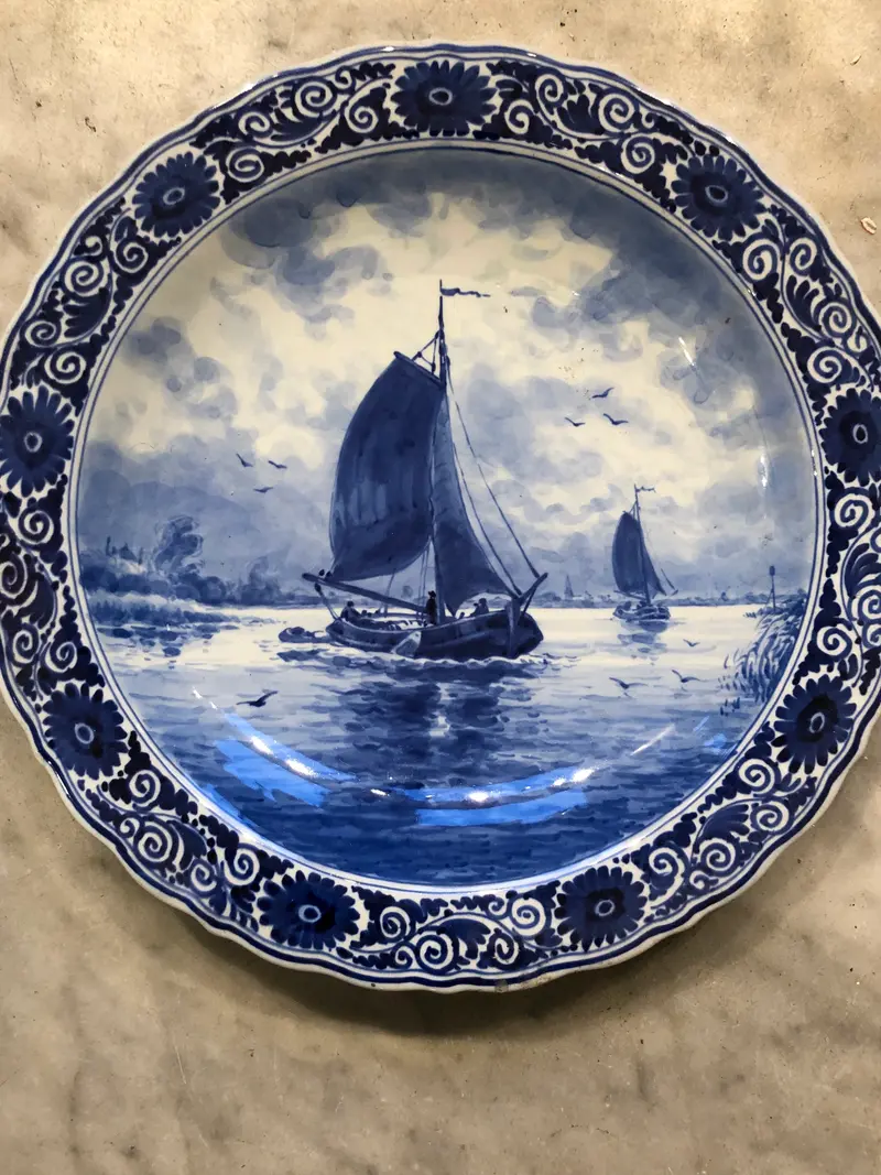 Royal Delft handpainted dutch plate ship