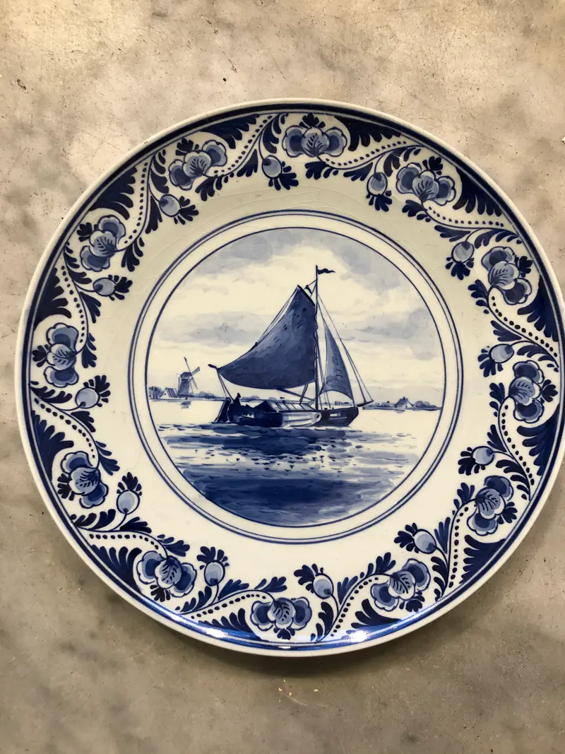 Royal Delft handpainted dutch plate with ship