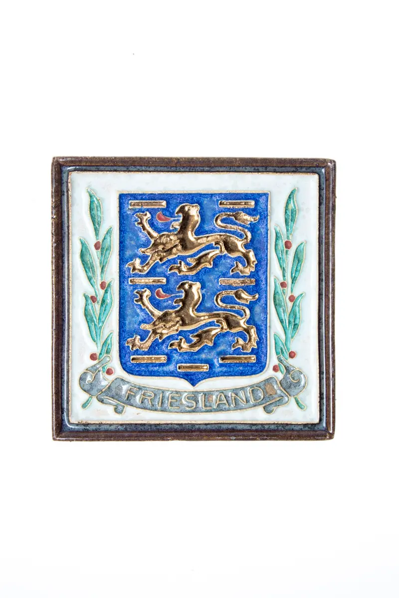 Royal Delft handpainted dutch tile with coats off arms off Friesland