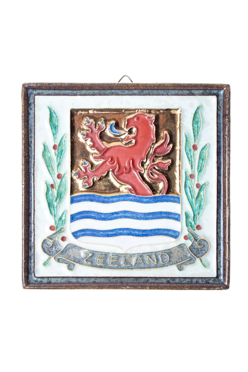 Royal Delft handpainted dutch tile with coats off arms off zeeland