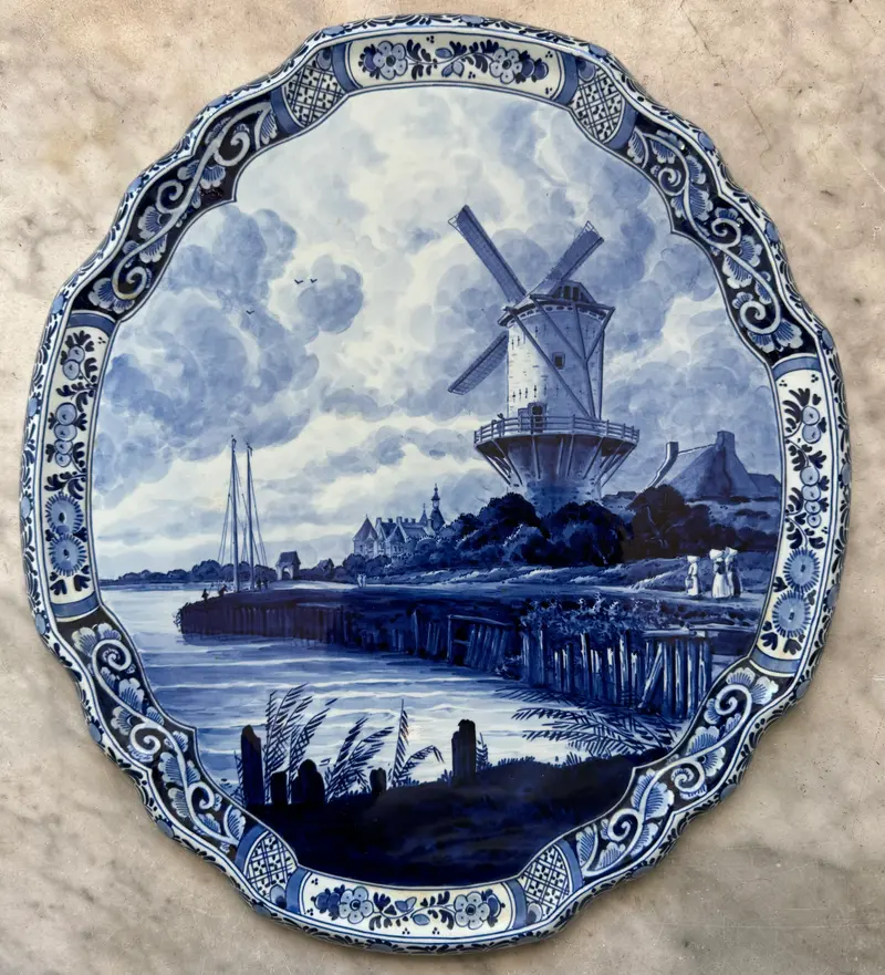 Royal delft plaque/ plaquettt, windmill Wijk bij Duurstede