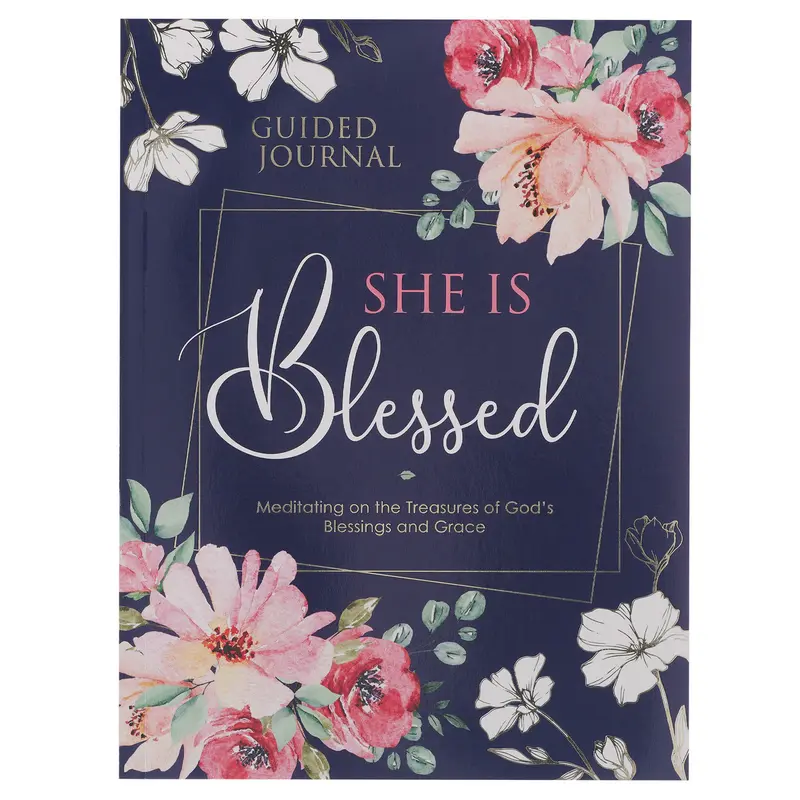 She is Blessed Navy Floral Guided journa