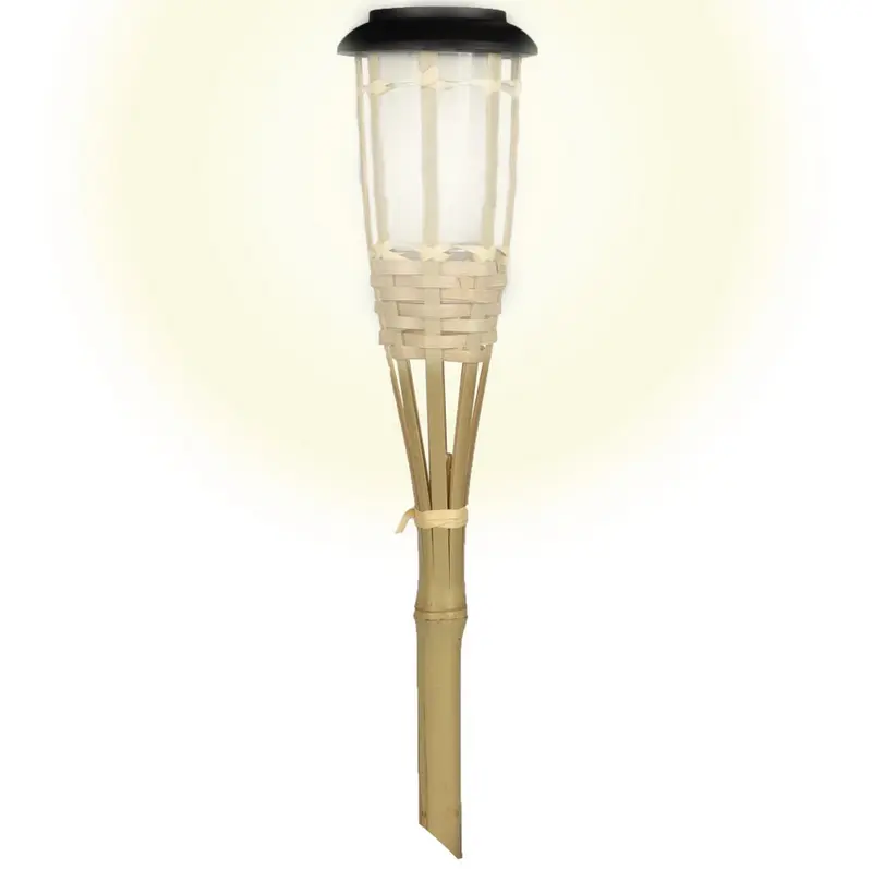 Solar Bamboo LED Torch Garden Lights - 2 Pieces set