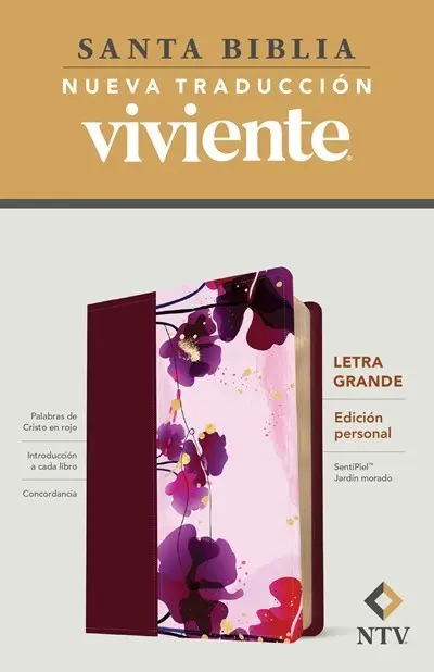 Span-NTV Personal Size Large Print (La Edicion Personal Letra Grande)-Purple Garden LeatherLike