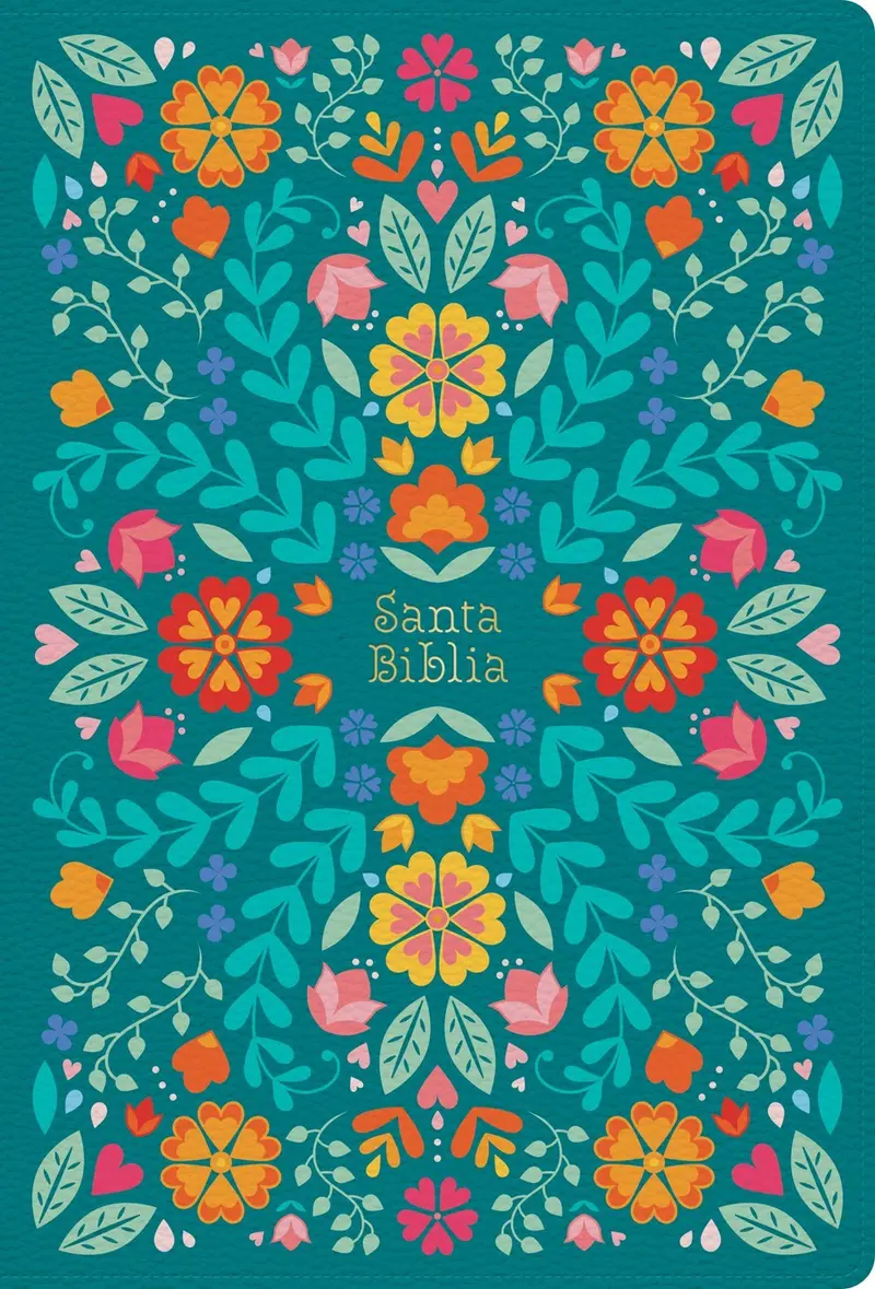 Span-RVR 1960 Hand Size Giant Print Bible (Biblia Letra Grande Tamano Manual)-Floral LeatherTouch Indexed