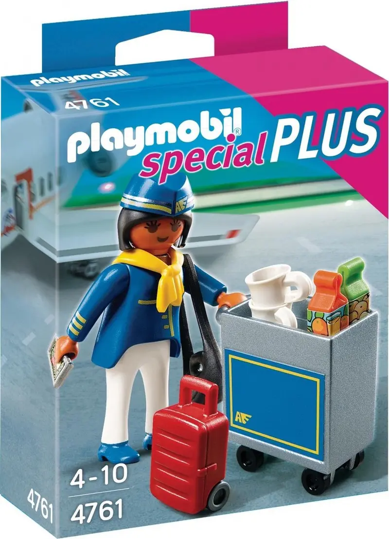 Special Plus Stewardess met Trolley / Servicewagen voor Vliegtuig en Vliegveld - 4761 (Nieuw)