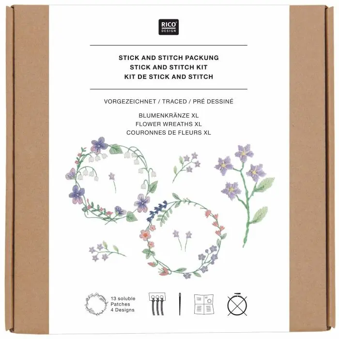 Stick & Stitch Pack Flower Wreaths XL - Rico Design