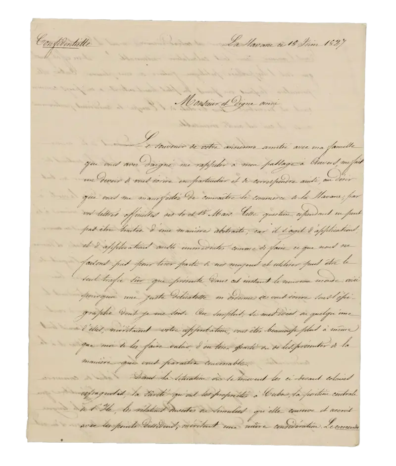 Sugar trade in Cuba, 1827.