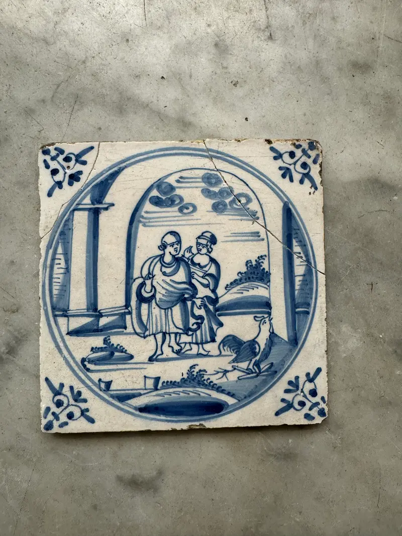 T3)blue and white delft bibical tile