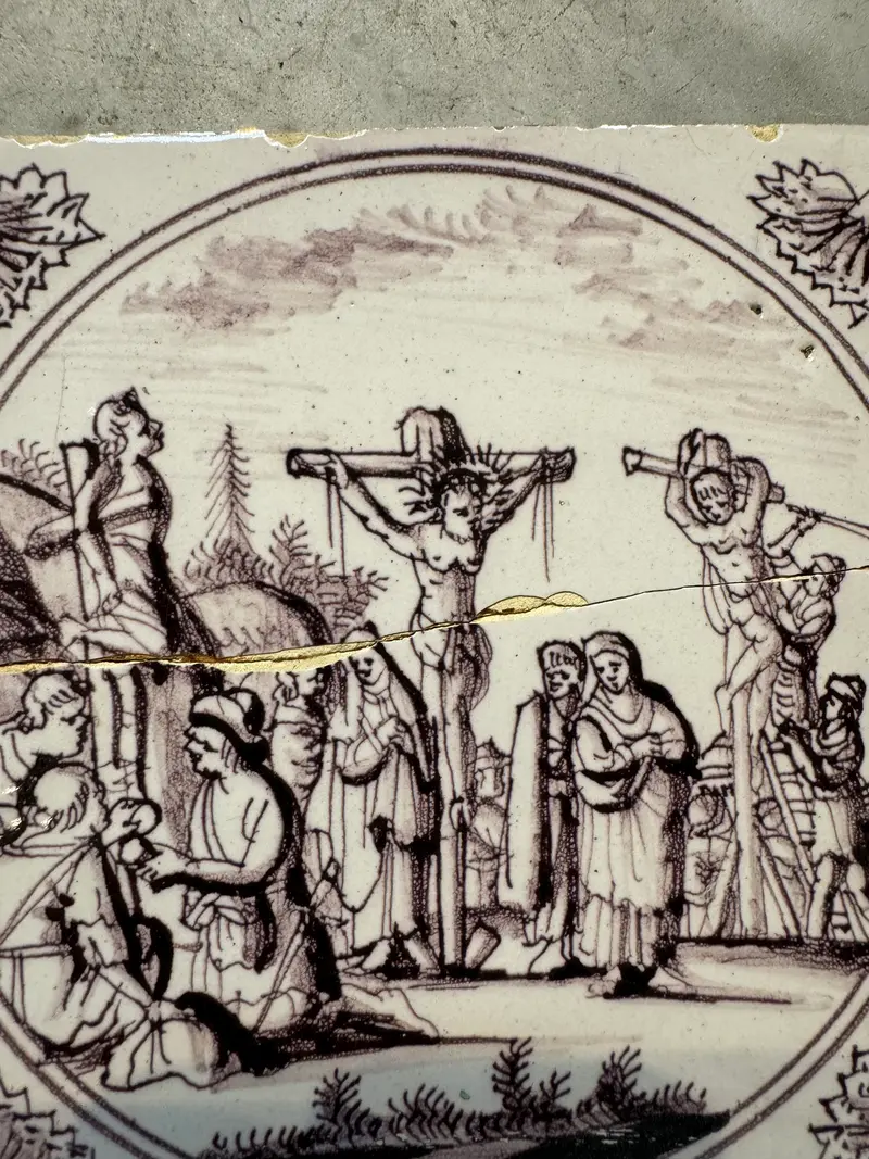 T4)bibical Delft tile , 18 th century