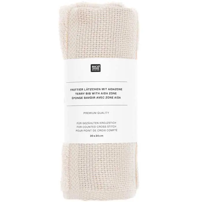 Terry Bib with Aida Zone, Light Beige - Rico Design