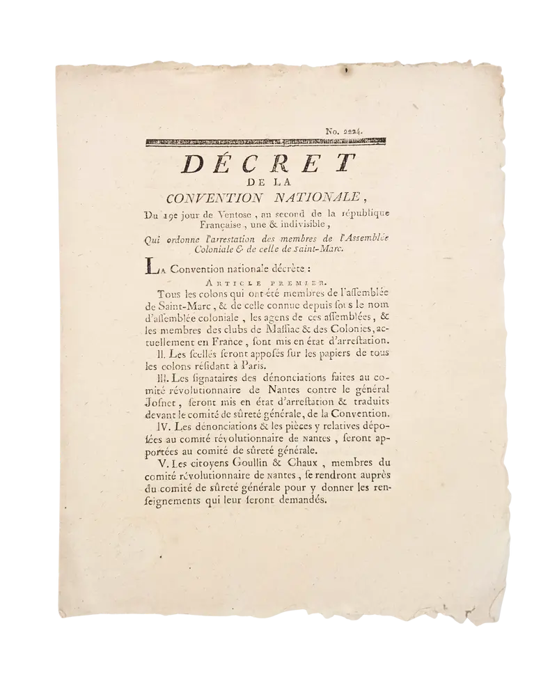 The definitive rupture between the French Republic and the colonial planter elite