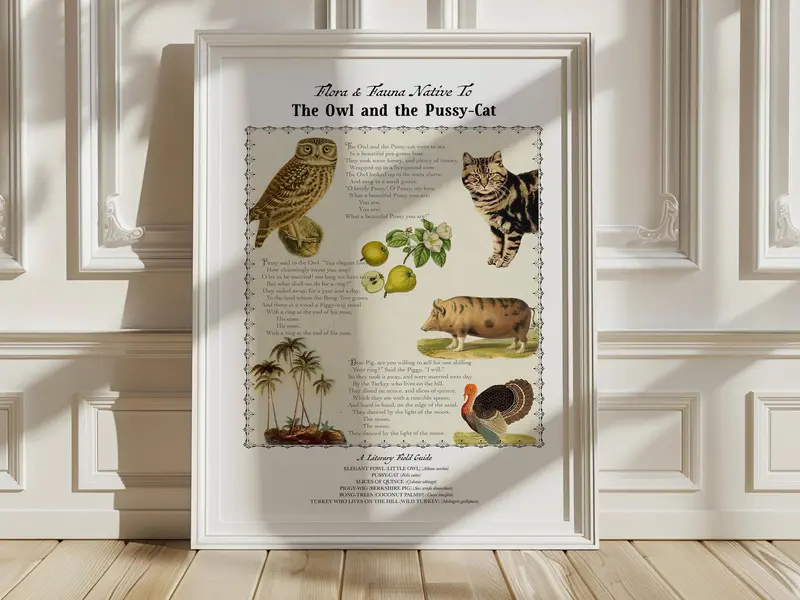 The Owl and the Pussy-cat, a nonsense poem by Edward Lear — Literary Field Guide & Vintage Natural History Collage