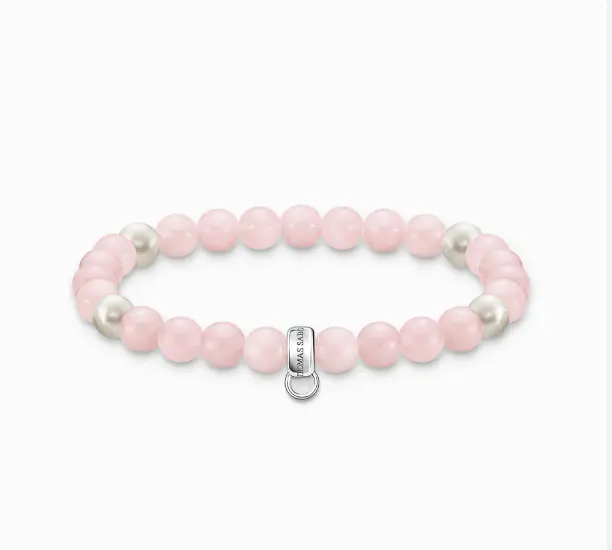 THOMAS SABO Rose Quartz Sterling Silver Charm Bracelet