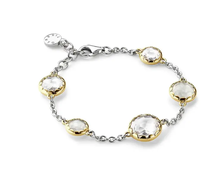 TI SENTO 2767CW Zigsaw Rounds Bracelet in 925 Sterling Silver with gold plating