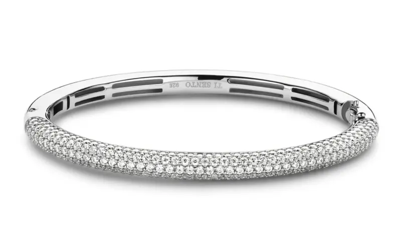 TI SENTO Bracelet CZ Paved Bangle in 925 Sterling Silver