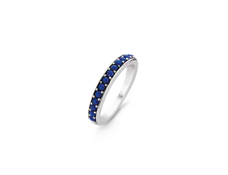 Ti Sento Lapis Lazuli Color Crystal Paved Ring in 925 Sterling Silver