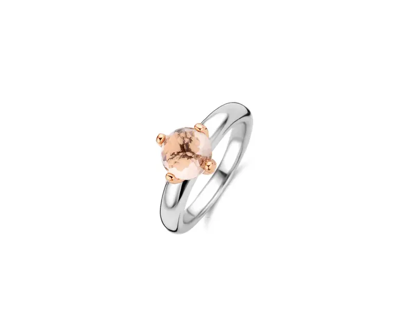 Ti SENTO Rose Crystal Bi-color Sterling Silver Ring